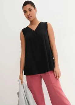 bonprix Shirts & Tops^Viskose-Top mit Spitze schwarz