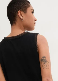 bonprix Shirts & Tops^Viskose-Top mit Spitze schwarz