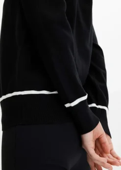 bonprix Bekleidung·Umstandsmode|Bekleidung·Jeans^V-Neck Cardigan schwarz/wollweiß