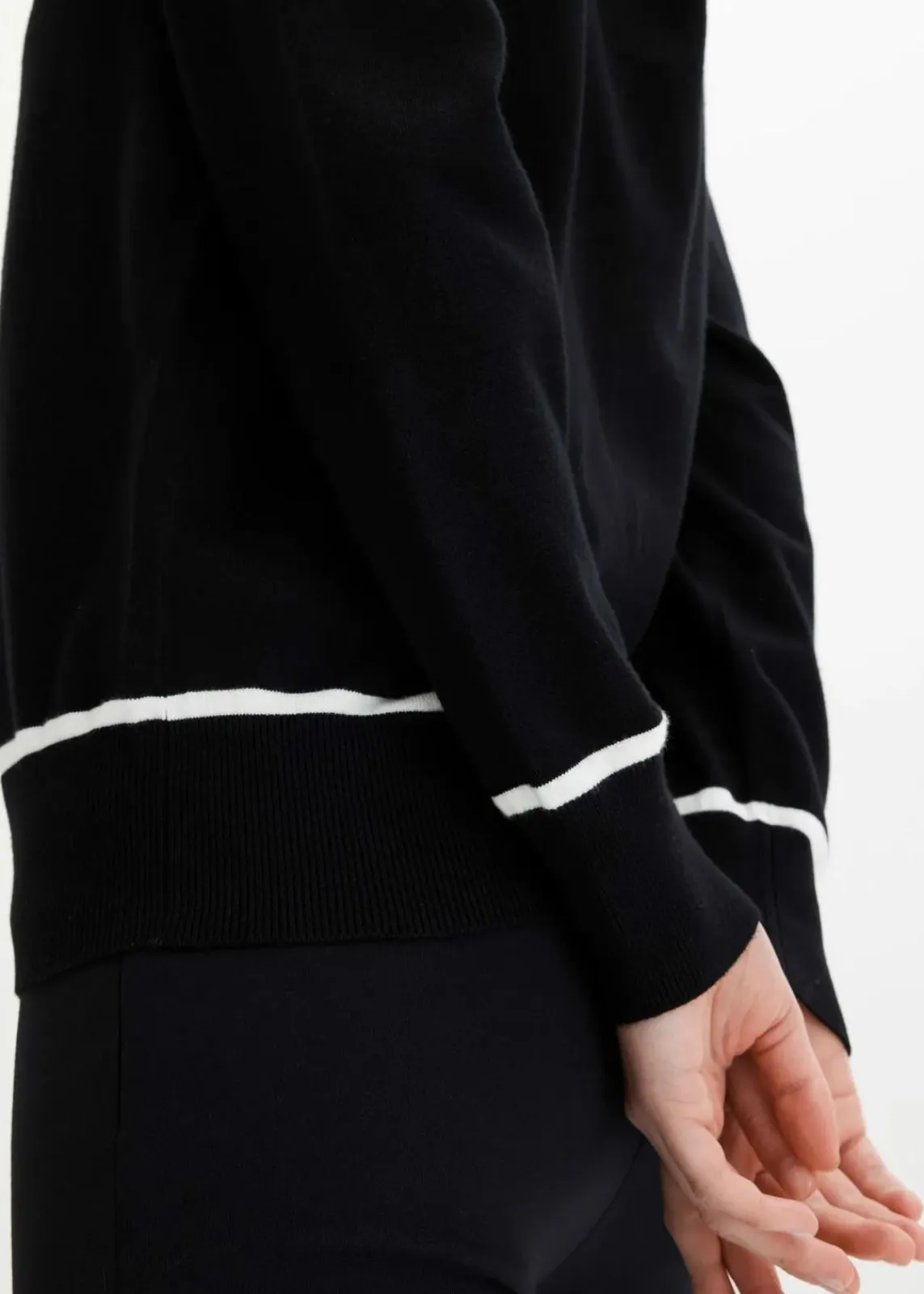 bonprix Bekleidung·Umstandsmode|Bekleidung·Jeans^V-Neck Cardigan schwarz/wollweiß