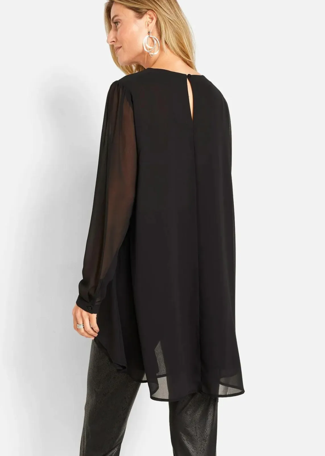 bonprix Bekleidung·Jacken & Mäntel|Blusen & Tuniken^Vokuhila Long-Tunika schwarz
