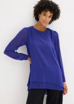 bonprix Blusen & Tuniken|Bekleidung·Jacken & Mäntel^Vokuhila Long-Tunika saphirblau