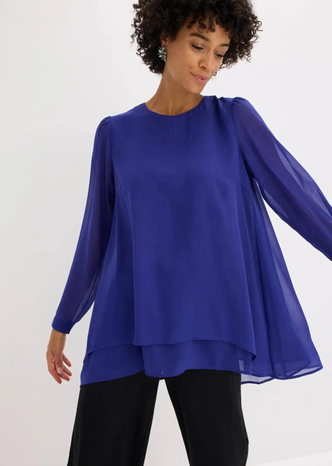 bonprix Blusen & Tuniken|Bekleidung·Jacken & Mäntel^Vokuhila Long-Tunika saphirblau
