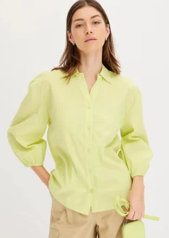 bonprix Blusen & Tuniken|Bekleidung·Jacken & Mäntel^Vokuhila-Bluse aus Baumwoll-Mix mintgrün