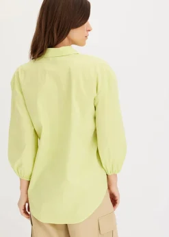 bonprix Blusen & Tuniken|Bekleidung·Jacken & Mäntel^Vokuhila-Bluse aus Baumwoll-Mix mintgrün