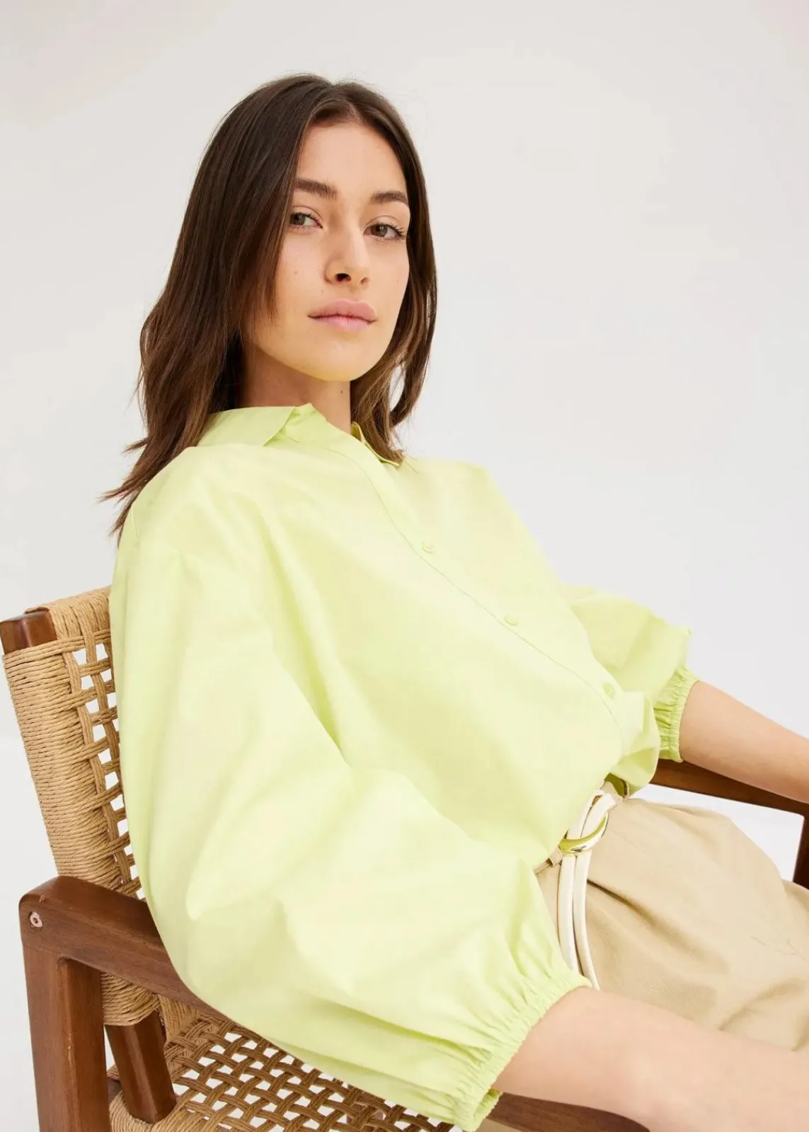 bonprix Blusen & Tuniken|Bekleidung·Jacken & Mäntel^Vokuhila-Bluse aus Baumwoll-Mix mintgrün