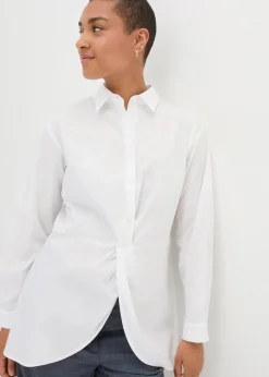bonprix Bekleidung·Jacken & Mäntel|Blusen & Tuniken^Vokuhila-Bluse in reiner Baumwolle weiß