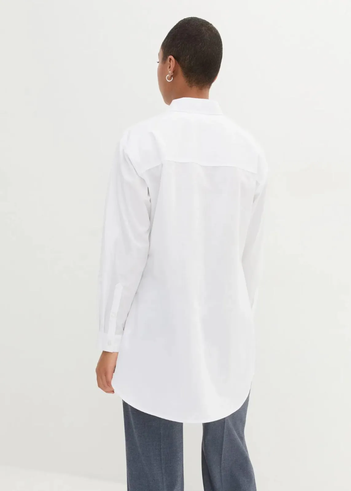 bonprix Bekleidung·Jacken & Mäntel|Blusen & Tuniken^Vokuhila-Bluse in reiner Baumwolle weiß
