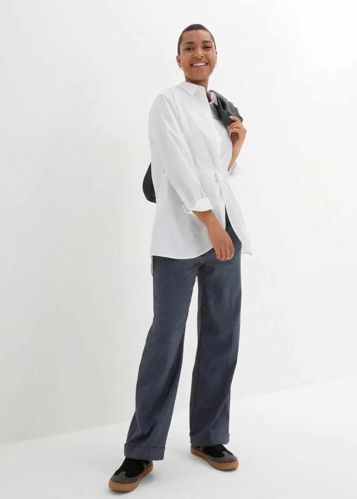 bonprix Bekleidung·Jacken & Mäntel|Blusen & Tuniken^Vokuhila-Bluse in reiner Baumwolle weiß