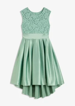 bonprix Bekleidung·Pullover & Strickjacken|Festliche Mode^Vokuhila-Kleid aus glänzendem Satin mit Spitze pastellgrün