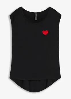 bonprix Shirts & Tops|Nachhaltigere Materialien^Vokuhila-Shirt aus fließendem Viskosemix schwarz
