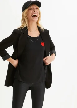 bonprix Shirts & Tops|Nachhaltigere Materialien^Vokuhila-Shirt aus fließendem Viskosemix schwarz