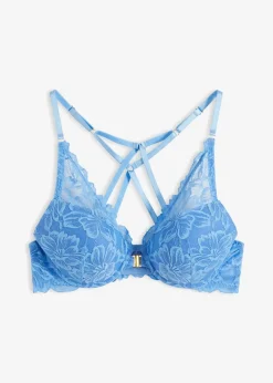 bonprix Große Cups D-H|Nachhaltigere Materialien^Vorderverschluss Schalen BH mit Spitze mittelblau