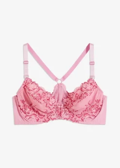 bonprix Wäsche·Dessous|Wäsche·Große Cups D-H^Vorderverschluss-BH aus zarter Spitze blütenpink/dunkelpink