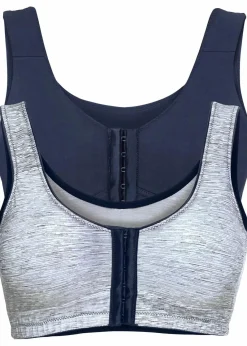 bonprix Große Cups D-H|Nachhaltigere Materialien^Vorderverschluss-BH ohne Bügel mit Bio-Baumwolle (2er-Pack) dunkelblau bedruckt + dunkelblau