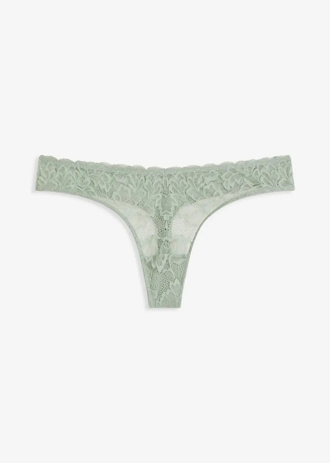 bonprix Wäsche·Dessous|Wäsche·Höschen^V-String mit floraler Spitze rauchgrün
