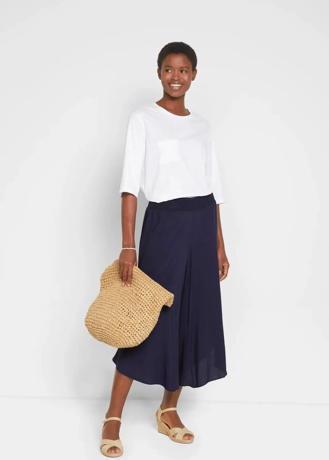 bonprix Nachhaltigere Materialien|Hosen^Wadenlange Culotte aus nachhaltiger Viskose dunkelblau