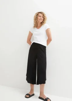 bonprix Bekleidung·Kleider|Hosen^Wadenlange Culotte aus nachhaltiger Viskose schwarz