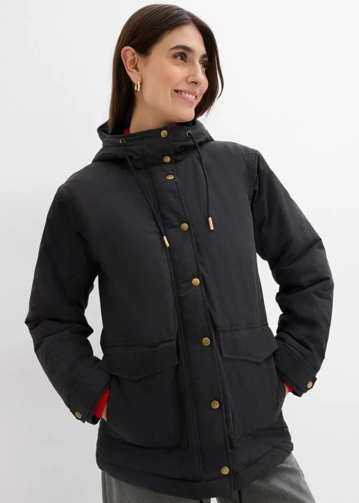 bonprix Bekleidung·Hosen|Jacken & Mäntel^Warm wattierter Parka schwarz
