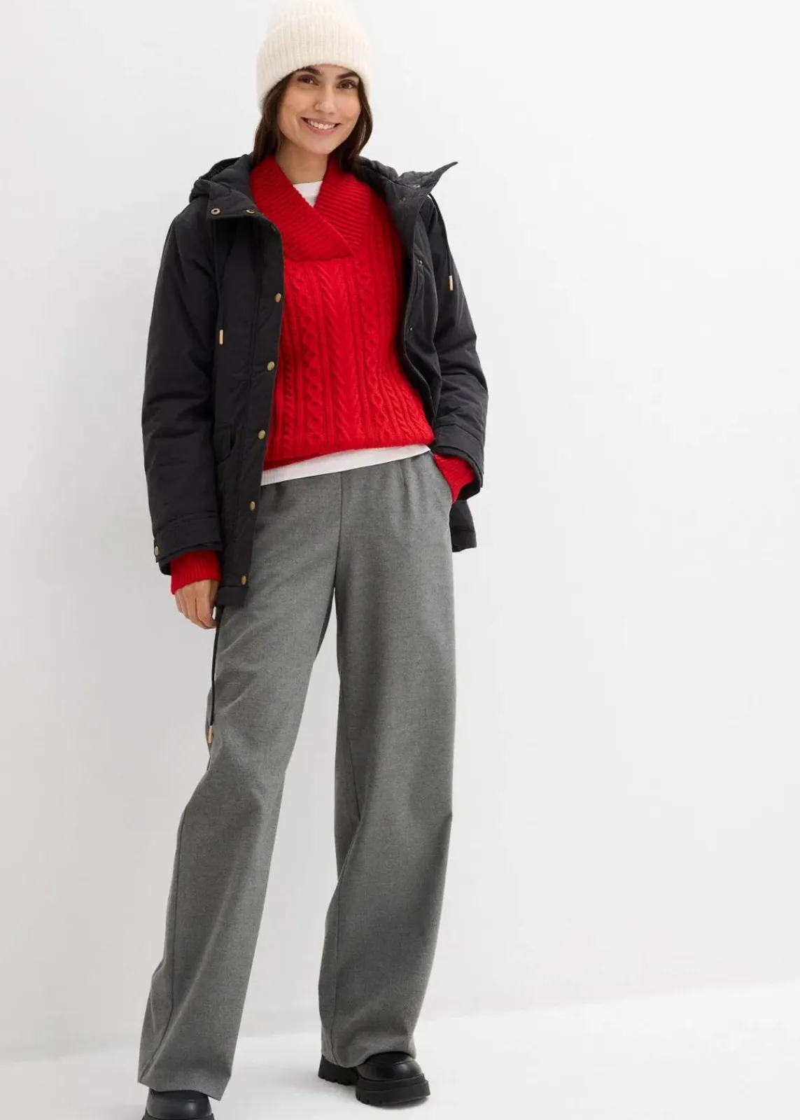 bonprix Bekleidung·Hosen|Jacken & Mäntel^Warm wattierter Parka schwarz