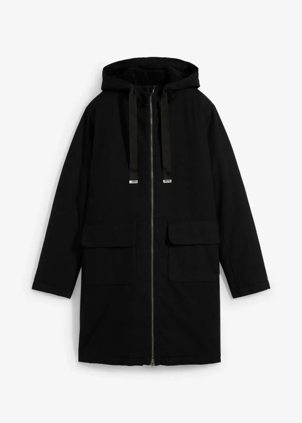 bonprix Bekleidung·Hosen|Jacken & Mäntel^warm wattierter Winterparka mit Teddyfutter in Kapuze schwarz