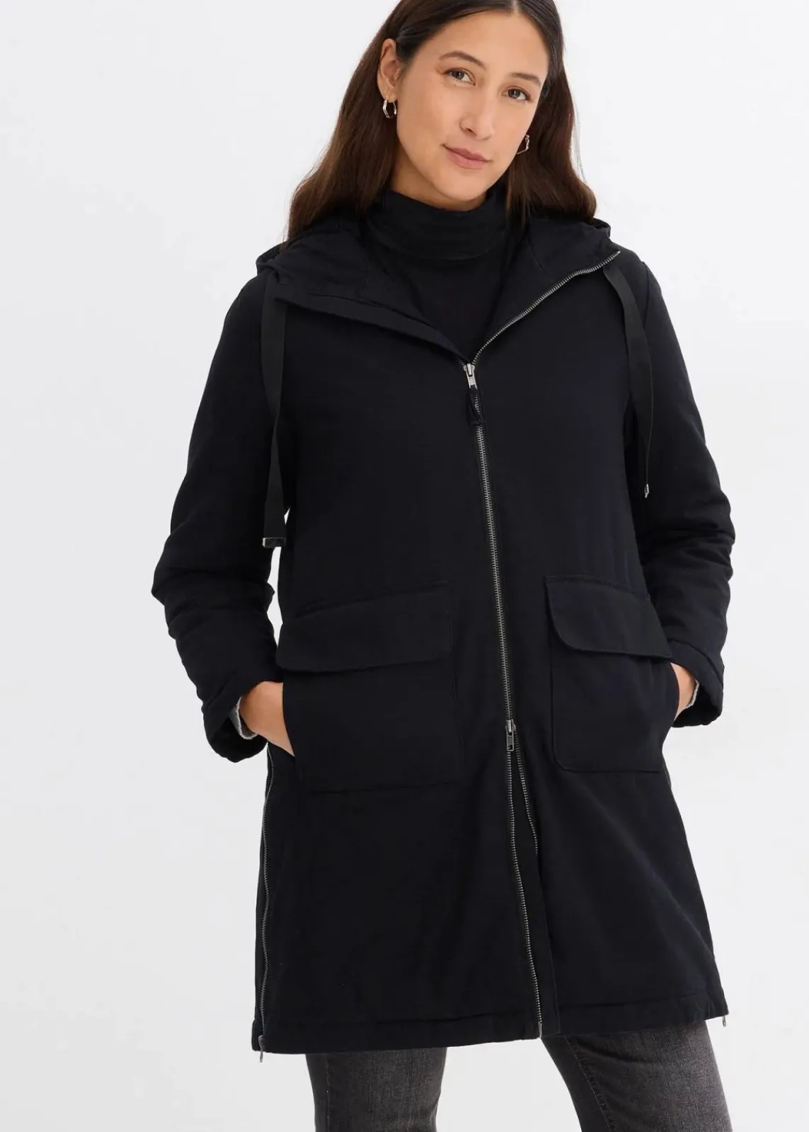 bonprix Bekleidung·Hosen|Jacken & Mäntel^warm wattierter Winterparka mit Teddyfutter in Kapuze schwarz
