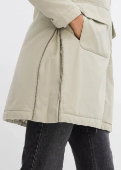 bonprix Jacken & Mäntel|Bekleidung·Hosen^warm wattierter Winterparka mit Teddyfutter in Kapuze mattschilf