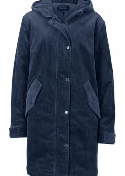 bonprix Jacken & Mäntel|Bekleidung·Hosen^Warmer Cord-Parka mit Teddy-Futter in der Kapuze, in A-Linie dunkelblau
