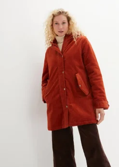 bonprix Bekleidung·Hosen|Jacken & Mäntel^Warmer Cord-Parka mit Teddy-Futter in der Kapuze, in A-Linie rostbraun