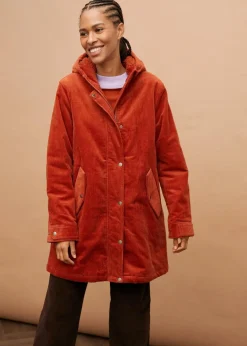 bonprix Bekleidung·Hosen|Jacken & Mäntel^Warmer Cord-Parka mit Teddy-Futter in der Kapuze, in A-Linie rostbraun