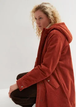bonprix Bekleidung·Hosen|Jacken & Mäntel^Warmer Cord-Parka mit Teddy-Futter in der Kapuze, in A-Linie rostbraun