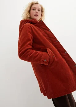 bonprix Bekleidung·Hosen|Jacken & Mäntel^Warmer Cord-Parka mit Teddy-Futter in der Kapuze, in A-Linie rostbraun