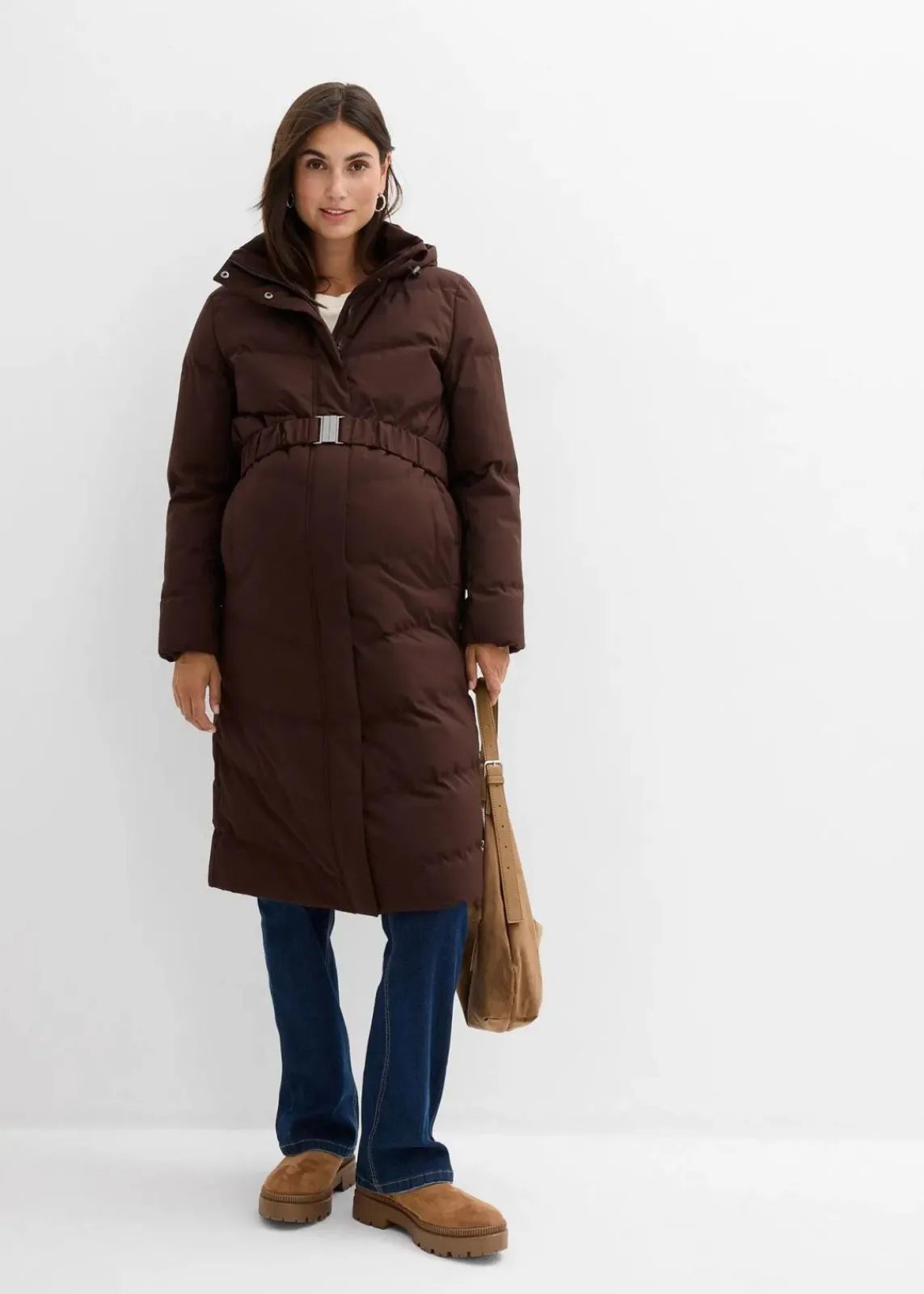 bonprix Bekleidung·Blazer|Umstandsmode^Warmer 2-in-1 Umstands-Steppmantel mit Trageeinsatz dunkelbraun