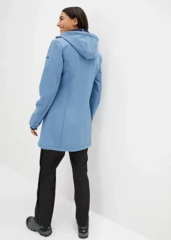 bonprix Bekleidung·Hosen|Jacken & Mäntel^wasserabweisende Funktions-Softshell-Longjacke, Kuschelfleece jeansblau