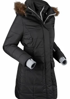 bonprix Bekleidung·Hosen|Jacken & Mäntel^wasserabweisende Funktions-Longjacke in 2-in-1-Optik, gesteppt schwarz