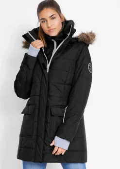 bonprix Bekleidung·Hosen|Jacken & Mäntel^wasserabweisende Funktions-Longjacke in 2-in-1-Optik, gesteppt schwarz