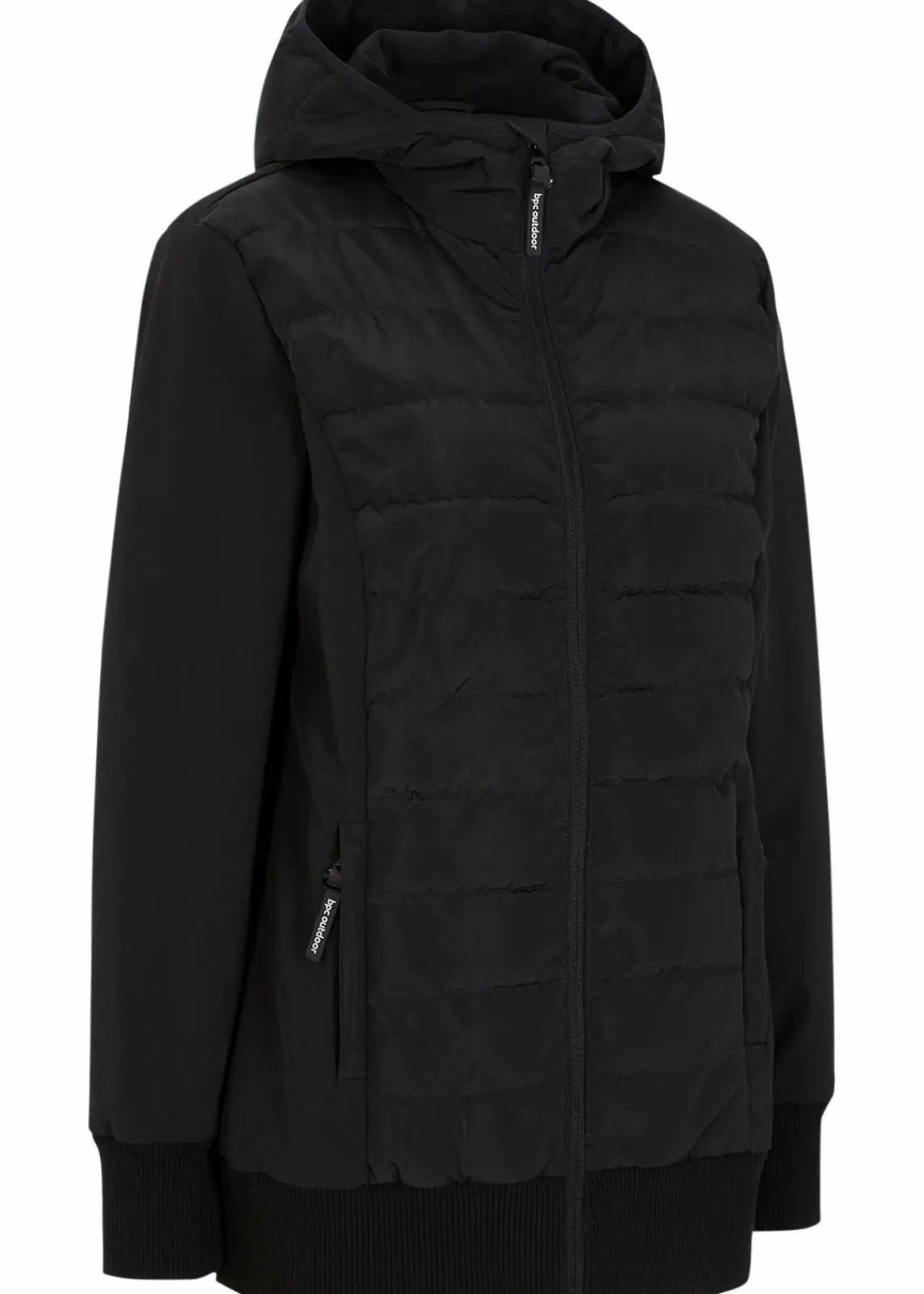 bonprix Bekleidung·Jumpsuits|Bekleidung·Sweat^wasserabweisende, hybrid Steppjacke mit Materialmix schwarz