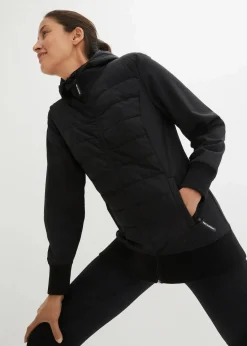 bonprix Bekleidung·Jumpsuits|Bekleidung·Sweat^wasserabweisende, hybrid Steppjacke mit Materialmix schwarz