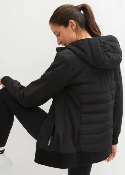 bonprix Bekleidung·Jumpsuits|Bekleidung·Sweat^wasserabweisende, hybrid Steppjacke mit Materialmix schwarz
