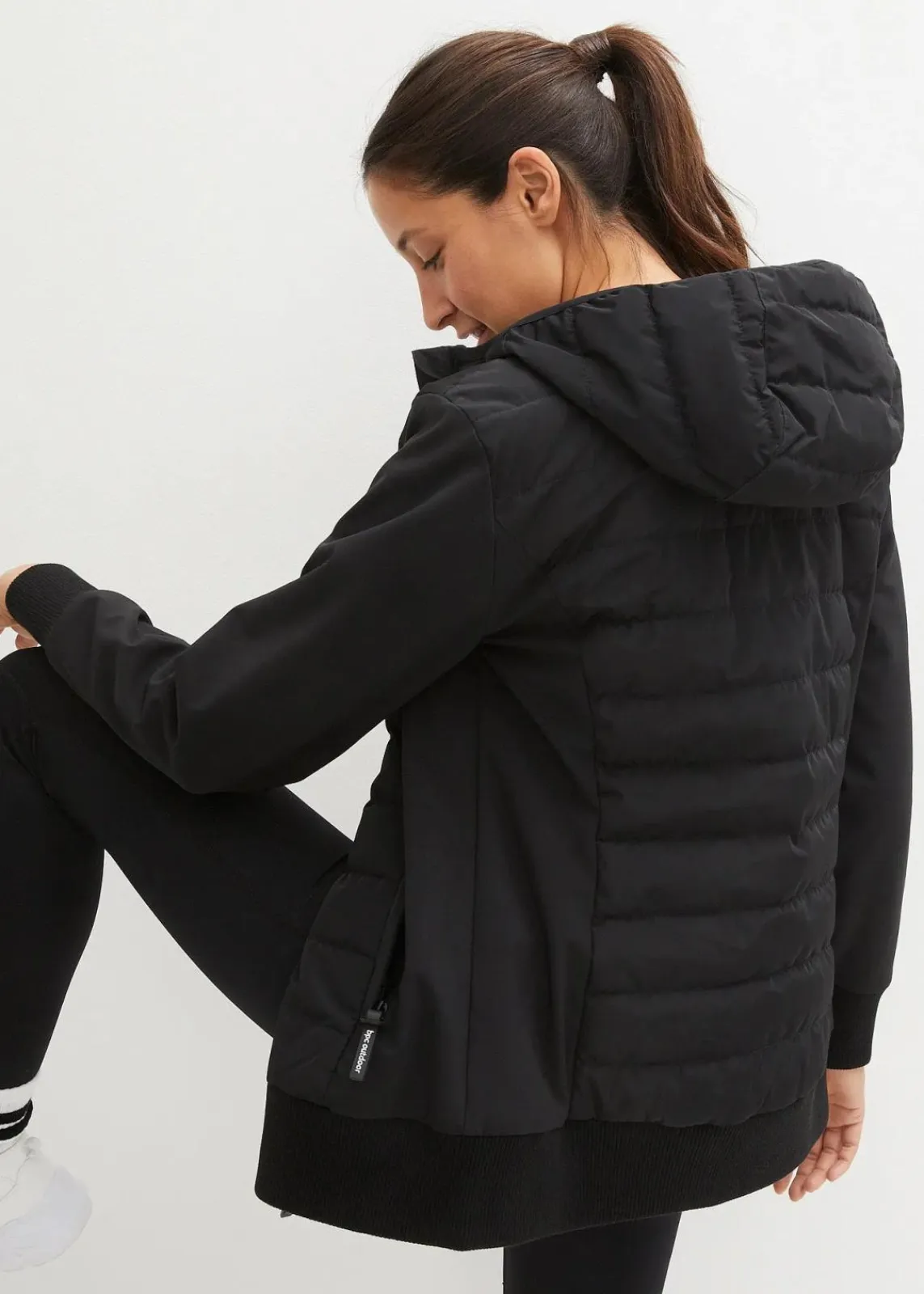 bonprix Bekleidung·Jumpsuits|Bekleidung·Sweat^wasserabweisende, hybrid Steppjacke mit Materialmix schwarz
