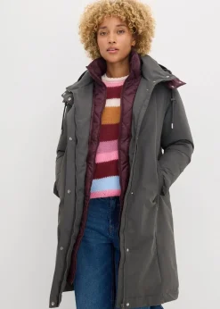 bonprix Bekleidung·Hosen|Jacken & Mäntel^Wasserabweisende Outdoorjacke, 2in1-Optik anthrazit