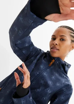 bonprix Bekleidung·Hosen|Jacken & Mäntel^Wasserabweisende Softshelljacke mit Blumenmuster dunkelblau geblümt