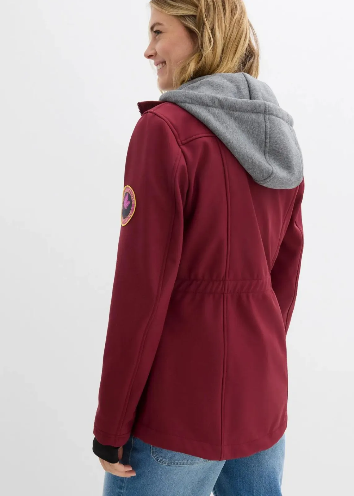 bonprix Jacken & Mäntel|Bekleidung·Hosen^wasserabweisende Softshell-Longjacke, 2 in 1-Optik bordeaux