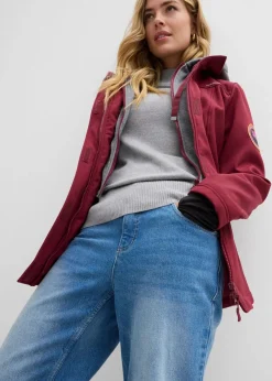 bonprix Jacken & Mäntel|Bekleidung·Hosen^wasserabweisende Softshell-Longjacke, 2 in 1-Optik bordeaux