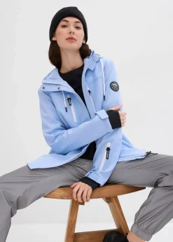 bonprix Bekleidung·Jumpsuits|Bekleidung·Sweat^wasserabweisende Softshelljacke perlblau/weiß