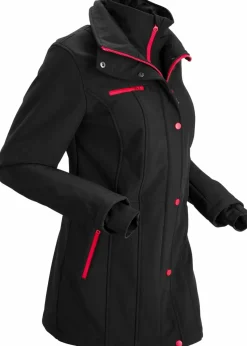 bonprix Bekleidung·Hosen|Jacken & Mäntel^wasserabweisende Stretch-Softshell-Longjacke schwarz