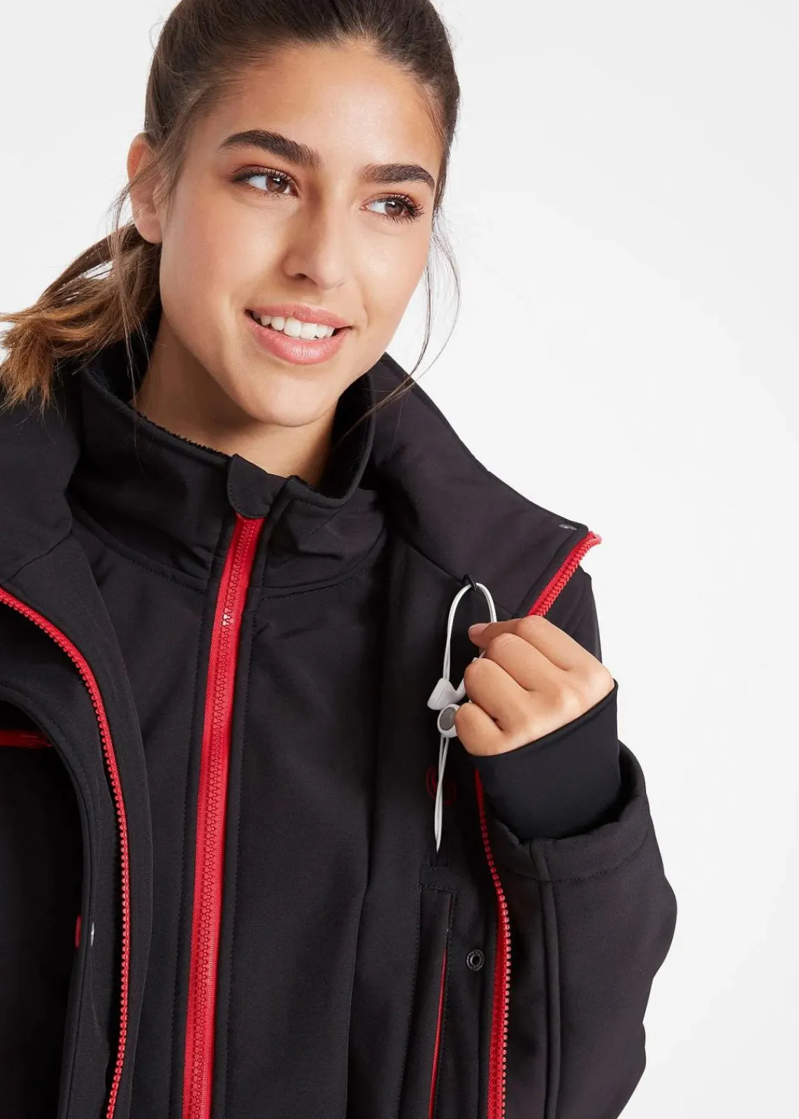 bonprix Bekleidung·Hosen|Jacken & Mäntel^wasserabweisende Stretch-Softshell-Longjacke schwarz