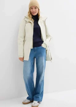 bonprix Jacken & Mäntel|Bekleidung·Hosen^wasserabweisende Stretch-Softshell-Longjacke schilfsand