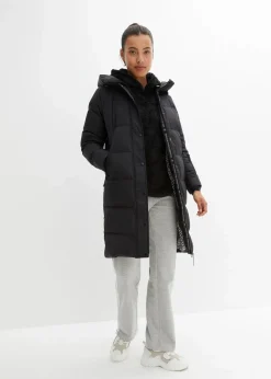 bonprix Bekleidung·Hosen|Jacken & Mäntel^wasserabweisender Daunenmantel mit bedrucktem Innenfutter schwarz