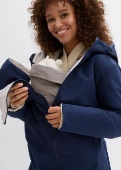 bonprix Bekleidung·Blazer|Umstandsmode^Wasserabweisender 6-in-1 Wende-Umstandsmantel mit Trage- und Schwangerschftseinsatz dunkelblau/grauweiss